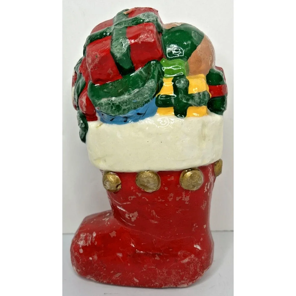 Vintage Santa Boot Decorative Candle 8.5